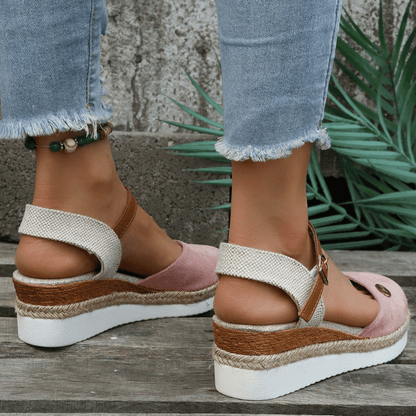 Sandales pour femmes | Compensées, bride à boucle | Style bohémien