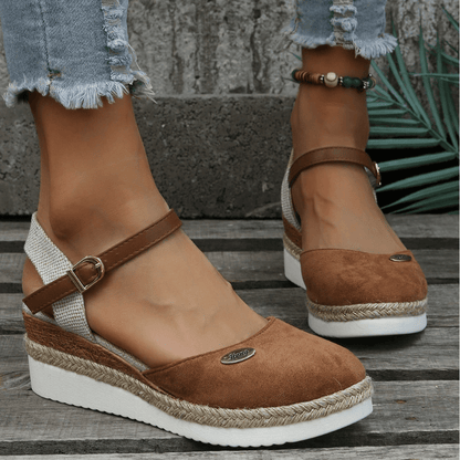 Sandales pour femmes | Compensées, bride à boucle | Style bohémien