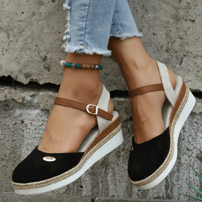 Sandales pour femmes | Compensées, bride à boucle | Style bohémien