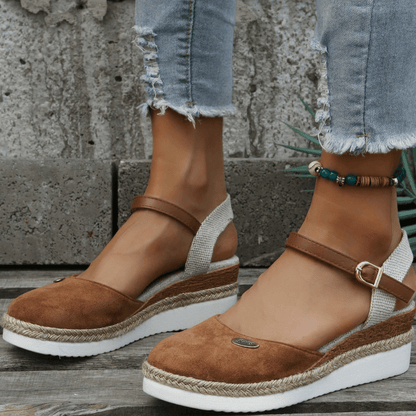 Sandales pour femmes | Compensées, bride à boucle | Style bohémien