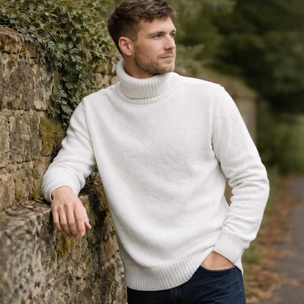 Pull laine épaisse homme - col montant - chaud