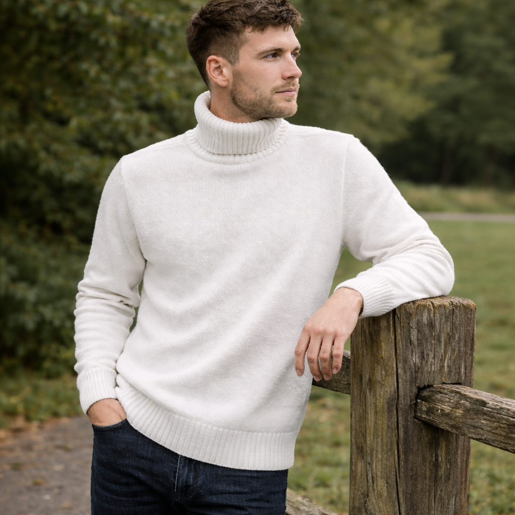 Pull laine épaisse homme - col montant - chaud