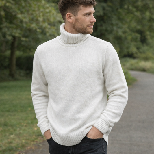 Pull laine épaisse homme - col montant - chaud