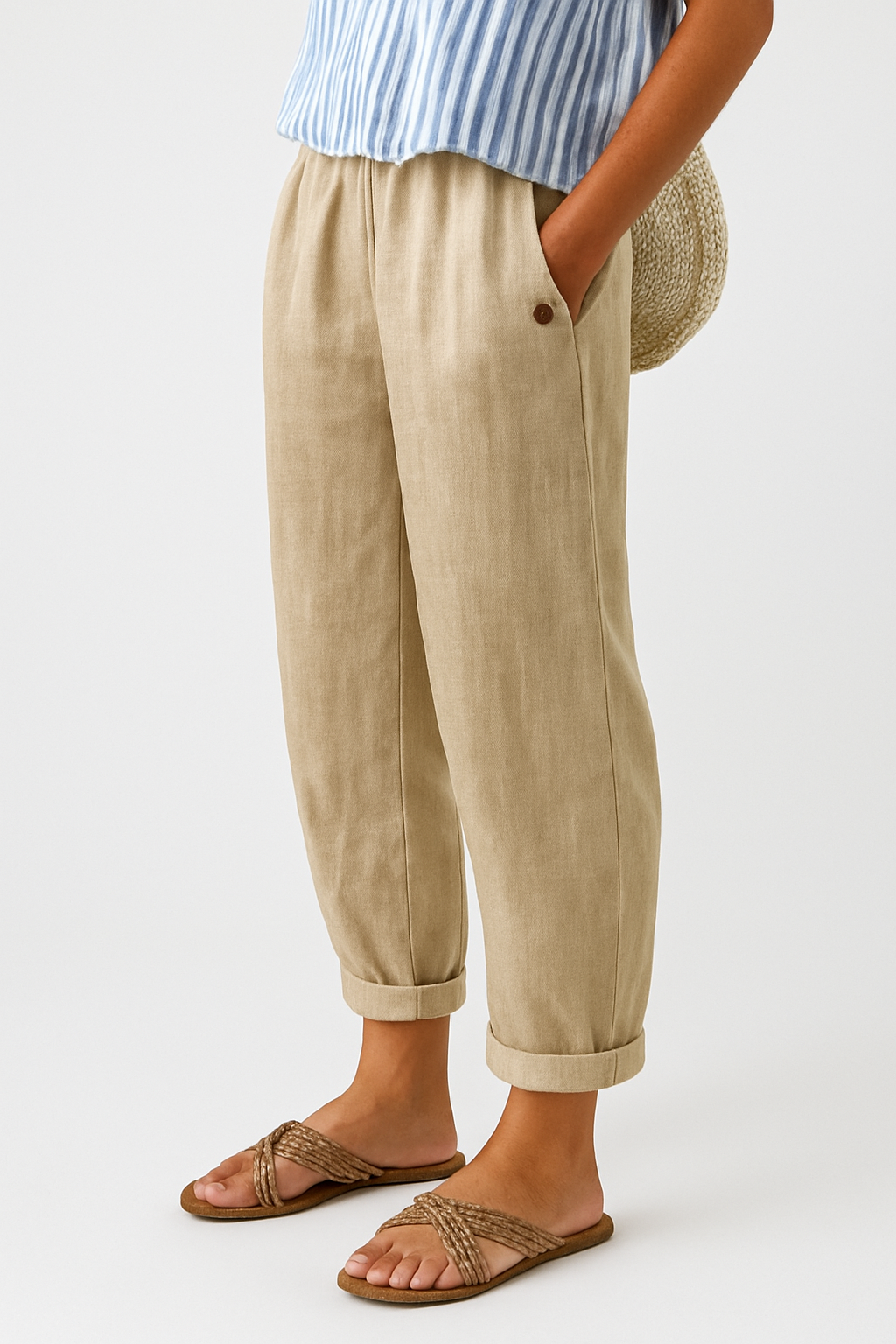 Pantalon Femme Décontracté | Coupe Ample, Poches | Été