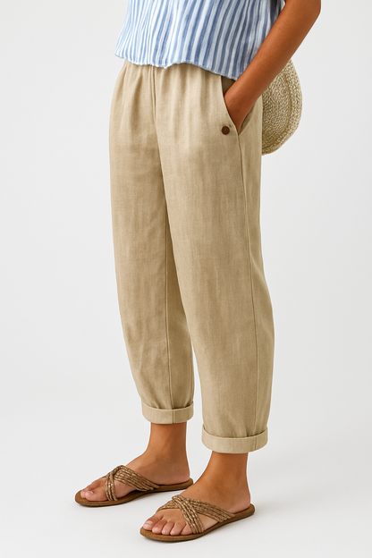 Pantalon Femme Décontracté | Coupe Ample, Poches | Été