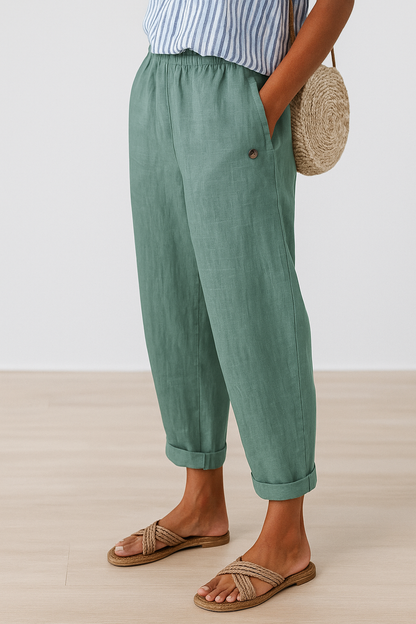 Pantalon Femme Décontracté | Coupe Ample, Poches | Été