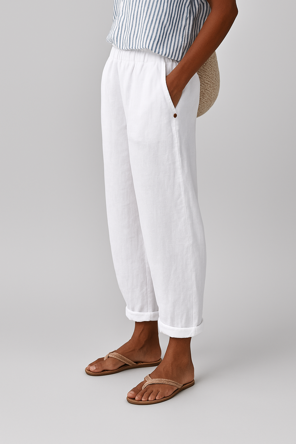 Pantalon Femme Décontracté | Coupe Ample, Poches | Été