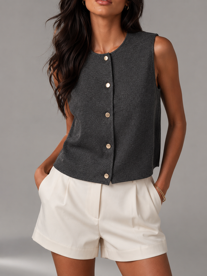 Gilet de maille femme | Encolure V, boutonné | Automne