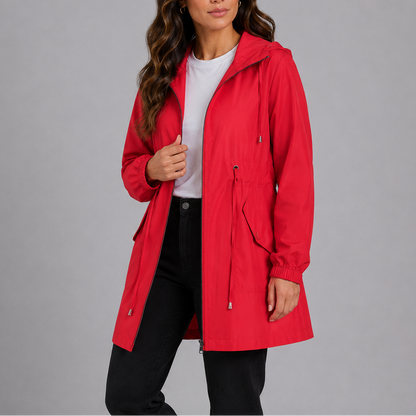 Imperméable femme léger à capuche déperlant coupe vent zippé
