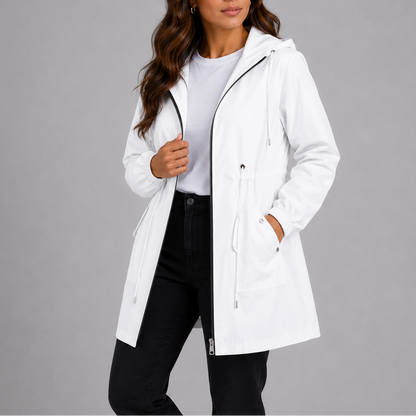Imperméable femme léger à capuche déperlant coupe vent zippé