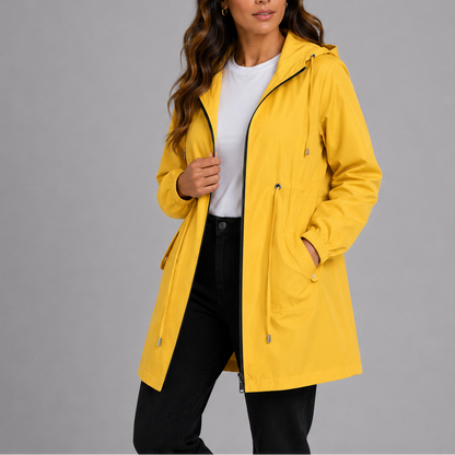 Imperméable femme léger à capuche déperlant coupe vent zippé
