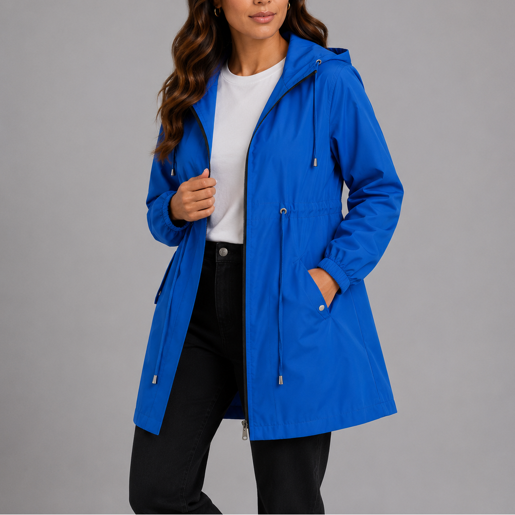 Imperméable femme léger à capuche déperlant coupe vent zippé