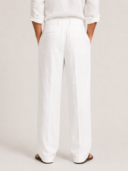 Pantalon lin homme | Coupe ample, taille ajustable | Léger et respirant