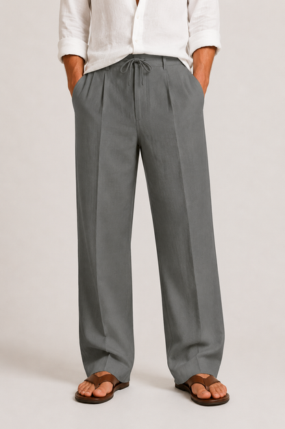 Pantalon lin homme | Coupe ample, taille ajustable | Léger et respirant