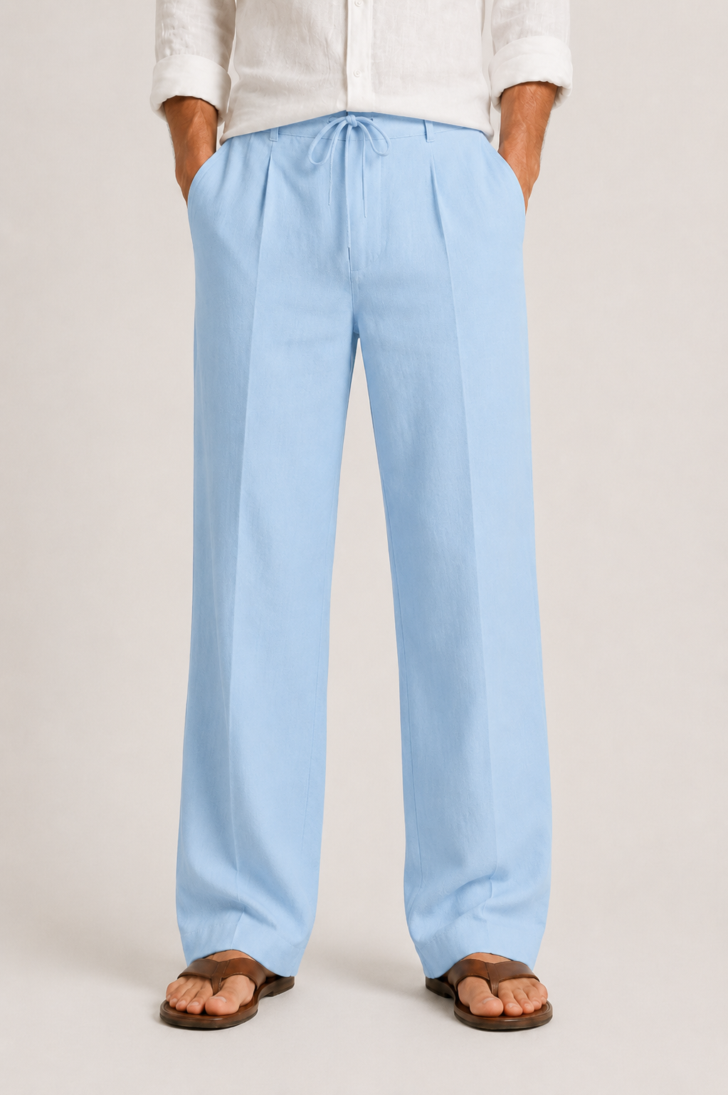 Pantalon lin homme | Coupe ample, taille ajustable | Léger et respirant