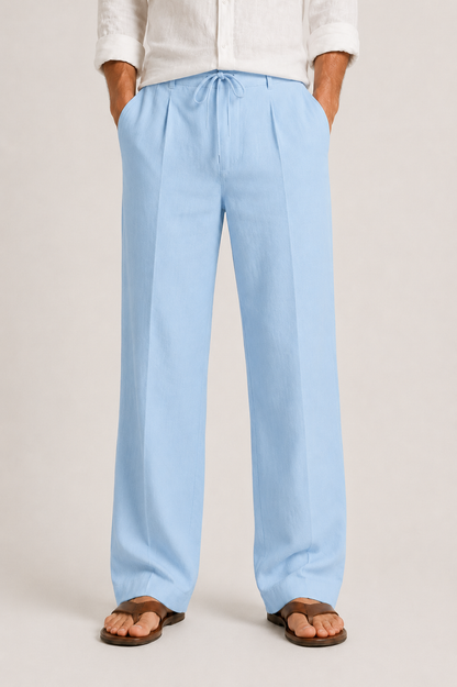 Pantalon lin homme | Coupe ample, taille ajustable | Léger et respirant
