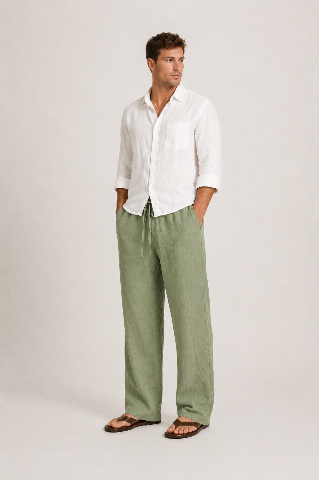 Pantalon lin homme | Coupe décontractée | Style été