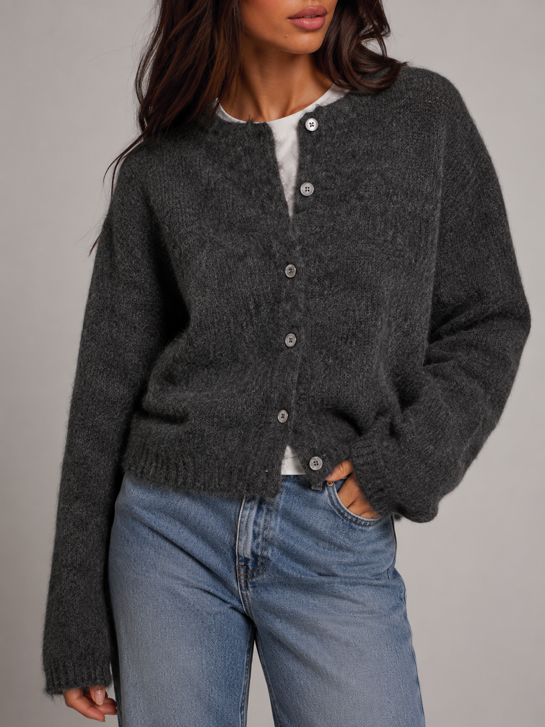 Cardigan Femme | Tricot Doux, Boutonné | Gris, Blanc, Multicolore