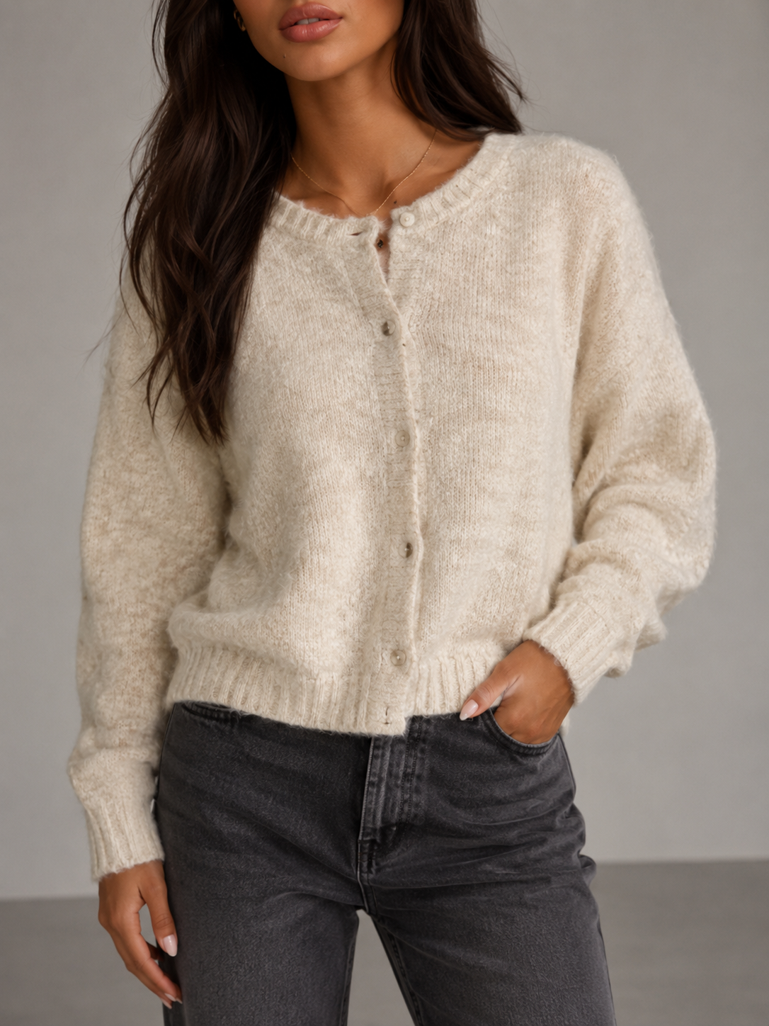 Cardigan Femme | Tricot Doux, Boutonné | Gris, Blanc, Multicolore