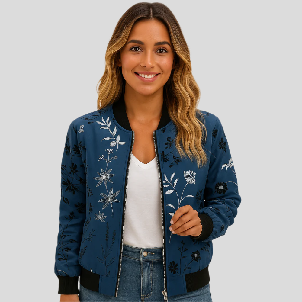 Veste Pilote Fleuri Clotilde – Veste Femme Légère avec Imprimé