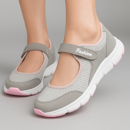 Baskets femme velcro tissu coton confort quotidien