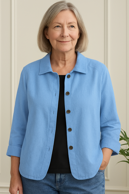 Cardigan-chemise léger | Coton-lin, coupes XS-3XL