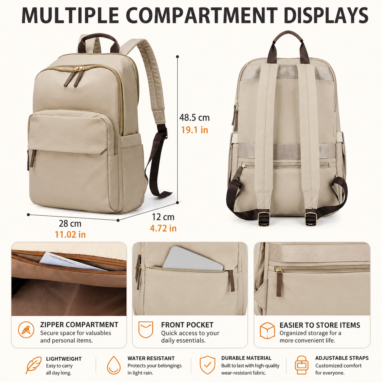 Sac à dos | Capacité spacieuse 20-35L | Randonnée et voyage