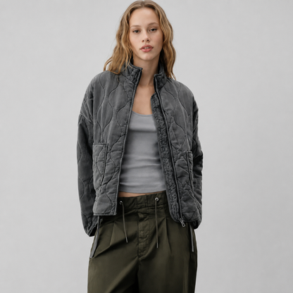 Veste de Transition Femme | Peplum Léger, Col Montant