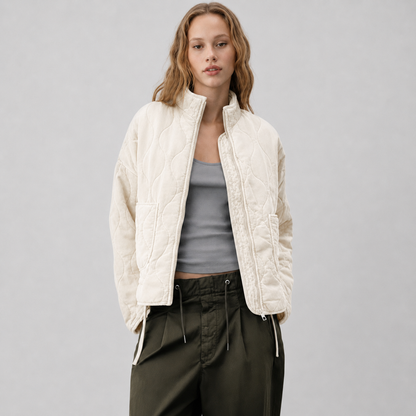 Veste de Transition Femme | Peplum Léger, Col Montant