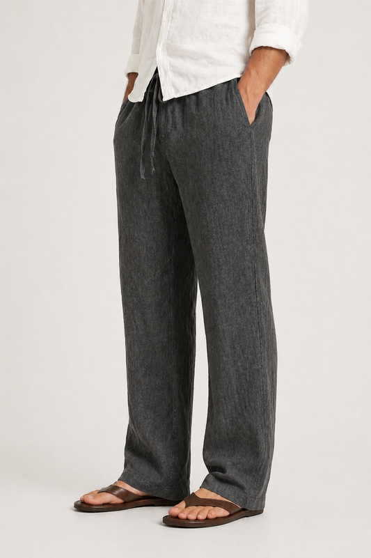 Pantalon en lin pour homme | Taille ajustable, coupe décontractée