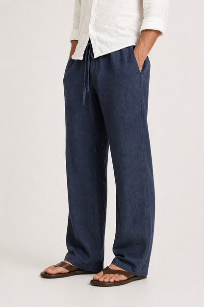 Pantalon en lin pour homme | Taille ajustable, coupe décontractée