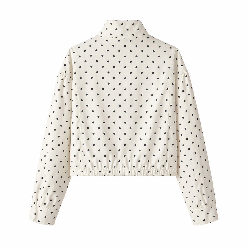 Veste Courte Femme | Design Pois Moderne, Col Haut