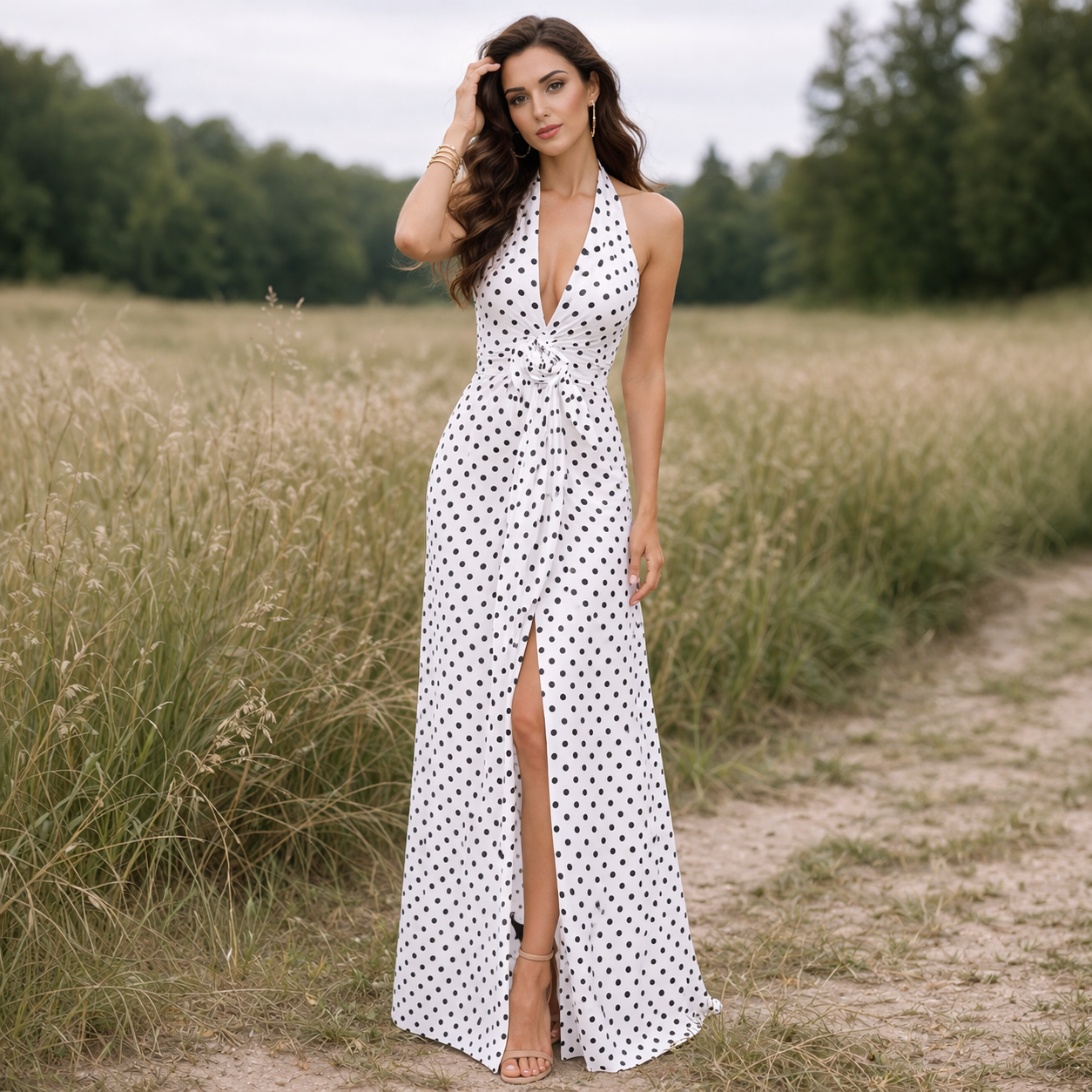 Robe à Pois | Design Féminin | Longueur Longue