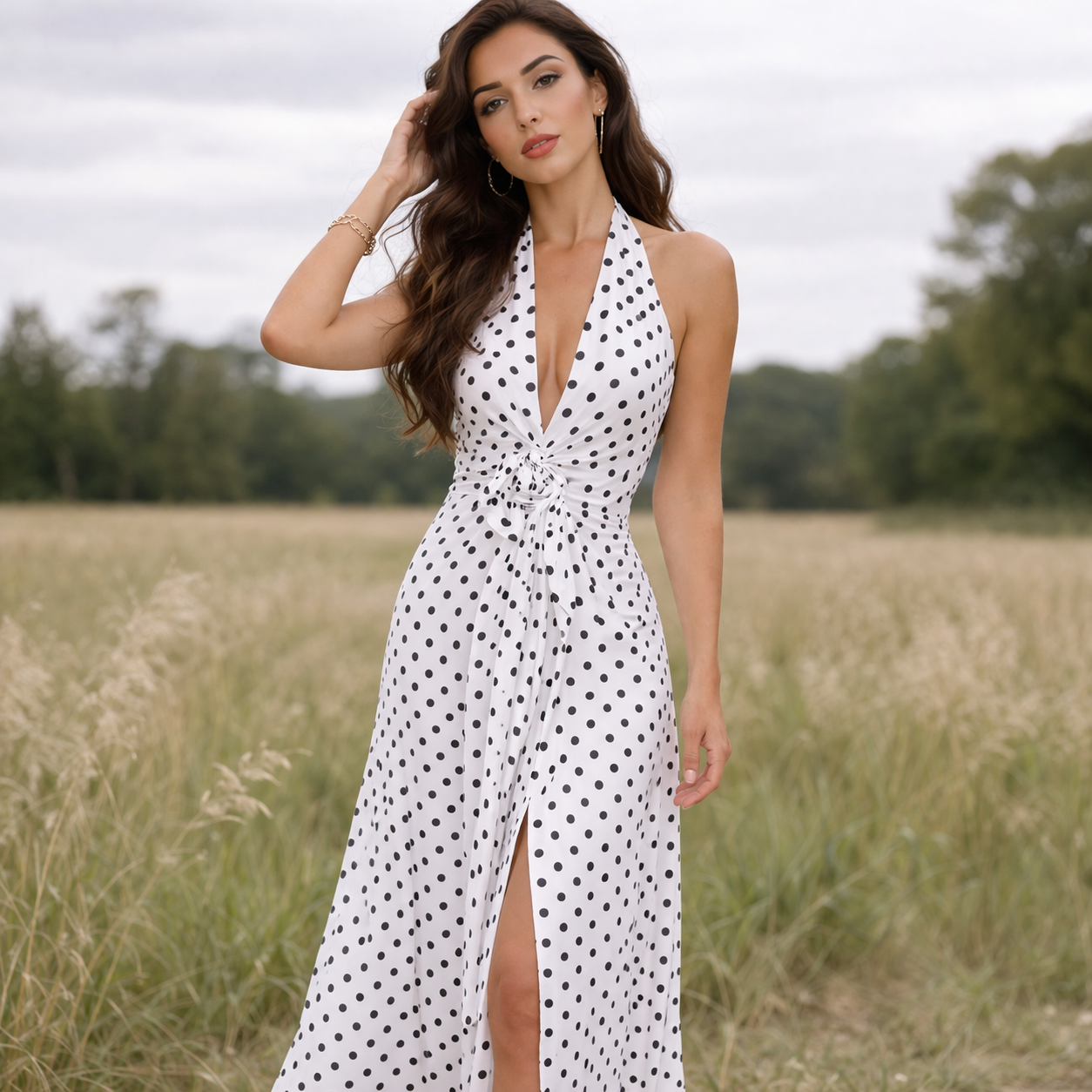 Robe à Pois | Design Féminin | Longueur Longue