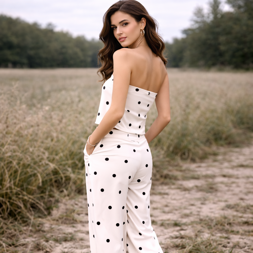 Ensemble Deux Pièces | Tenue Femme à Pois | Ensemble Assorti Tendance