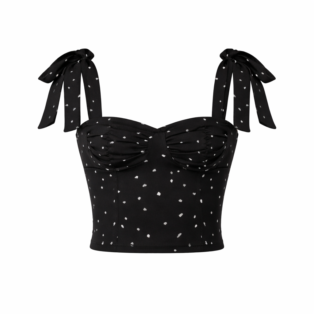 Haut pour femme chemisier à pois tissu léger noir