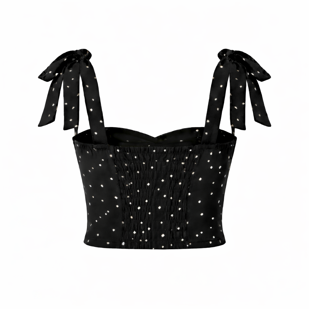 Haut pour femme | Chemisier à pois, tissu léger | Noir