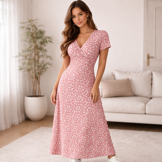 Robe Maxi Florale Femme Tissu Léger Style Casual Estival