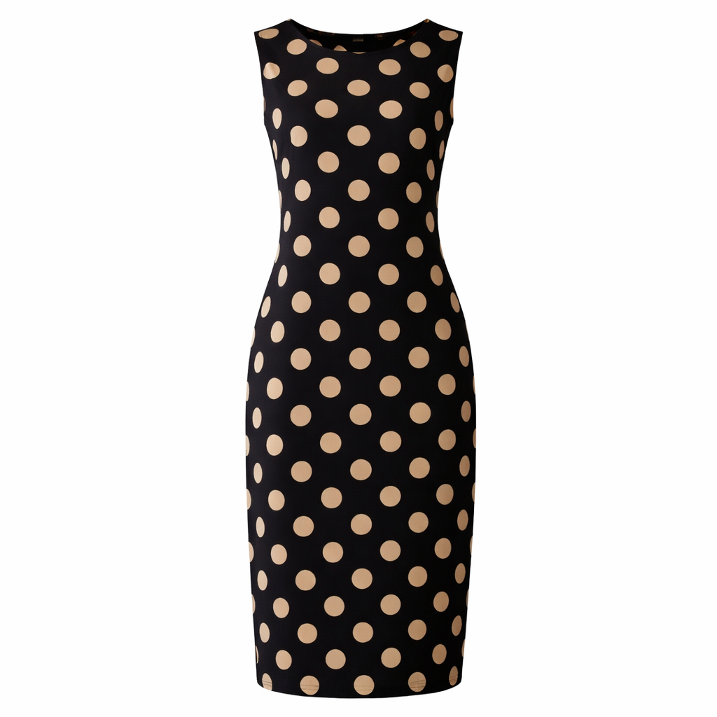 Robe Maxi à Pois pour Femme | Contrôle du Ventre, Fluide | Noir