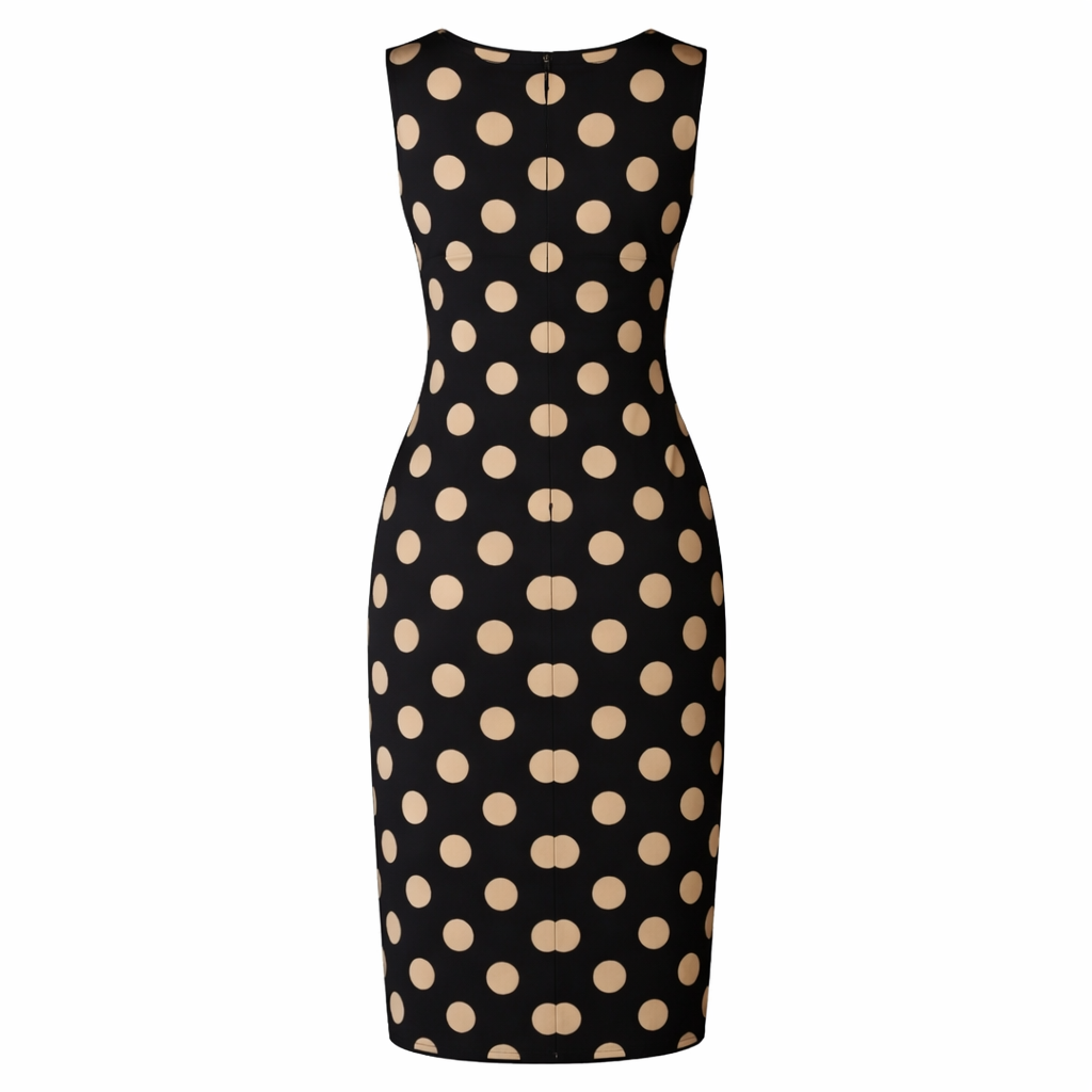 Robe Maxi à Pois pour Femme | Contrôle du Ventre, Fluide | Noir