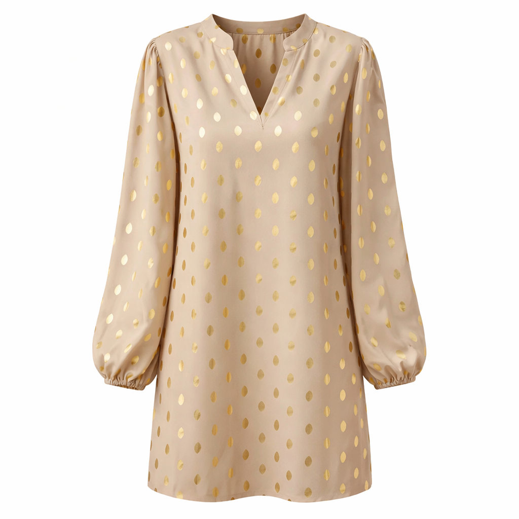 Polka Dot Dress | Women, Gold, Mini | Elegant Style