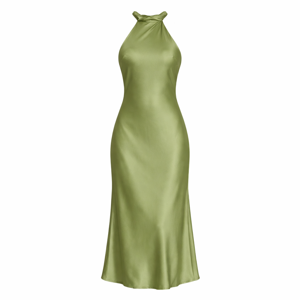 Robe de Soirée | Femmes, Tissu Soie Verte | Style Élégant