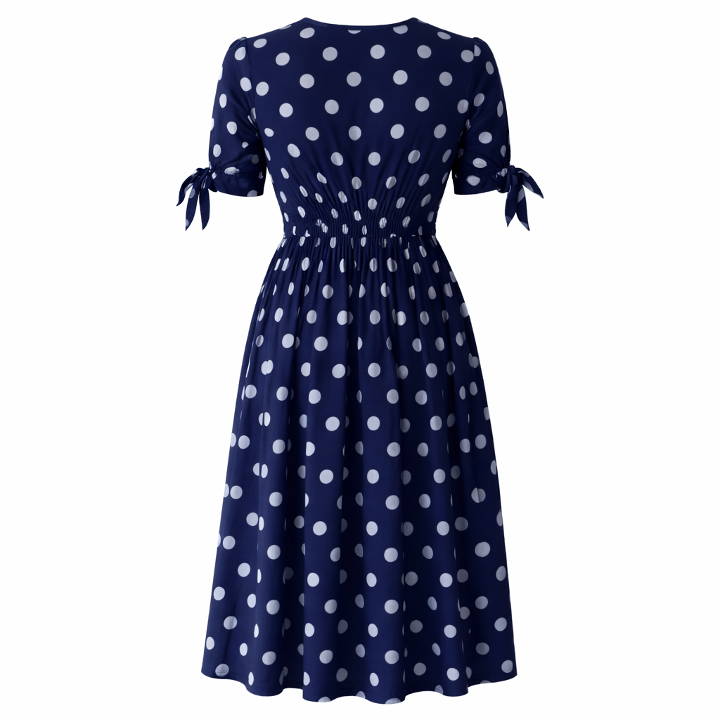 Robe à Pois | Femme, Encolure en V | Style Boutons