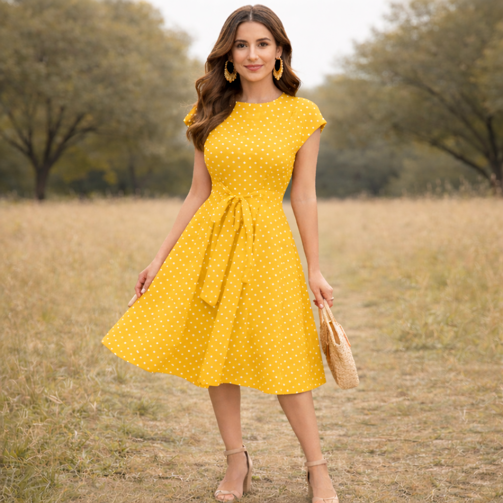 Robe à Pois Robe d'Été Vintage pour Femme Légère