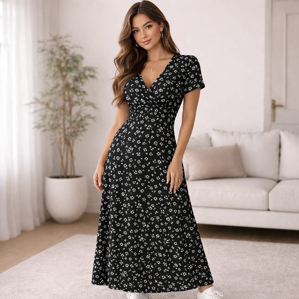 Robe Maxi Florale Femme Tissu Léger Style Casual Estival