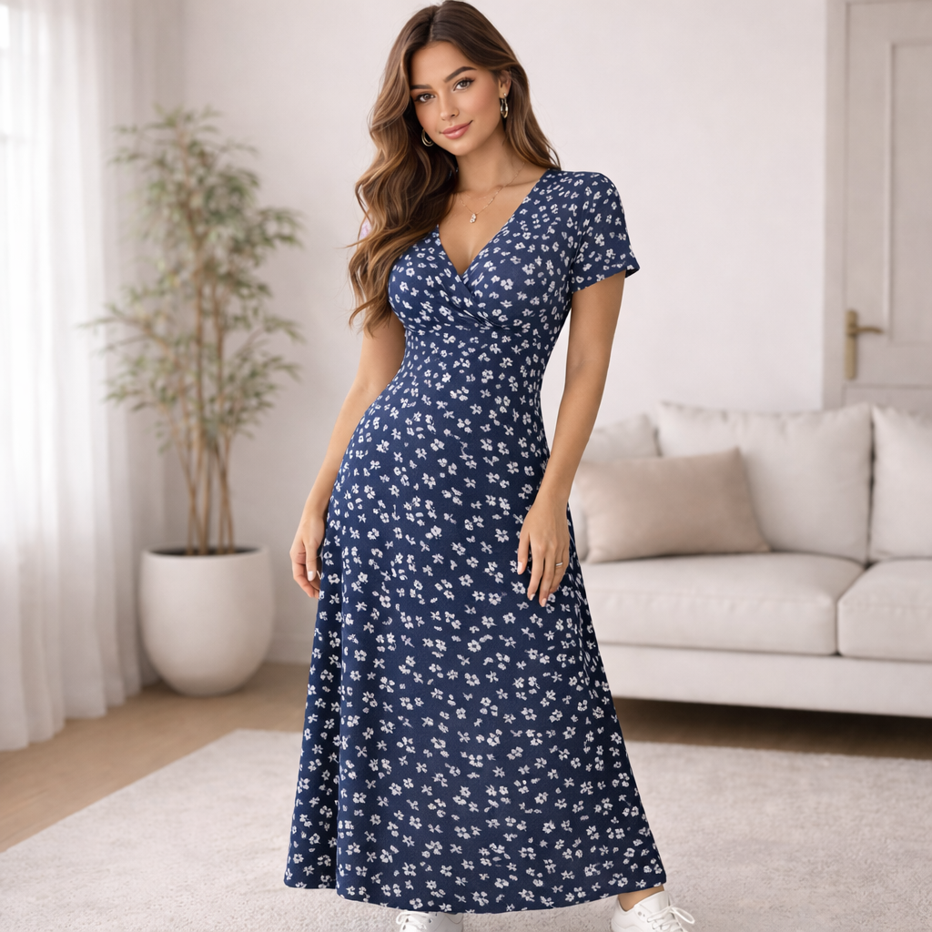 Robe Maxi Florale Femme Tissu Léger Style Casual Estival