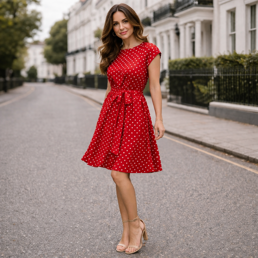 Robe à Pois Femme Style Classique Ajustement Confortable