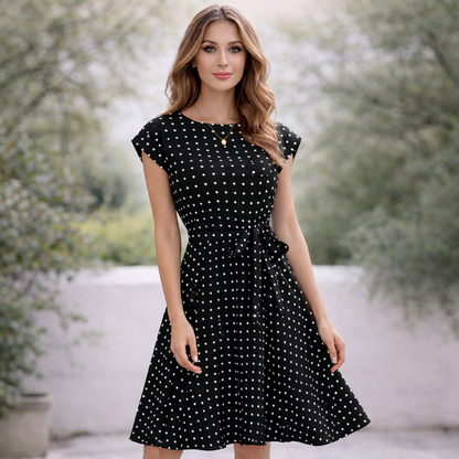 Robe à Pois | Ceinture Nœud Flatteuse | Robe Femme
