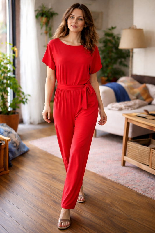 Combinaison Femme | Coupe Ample, Taille Nouée | Pantalon Large Élégant