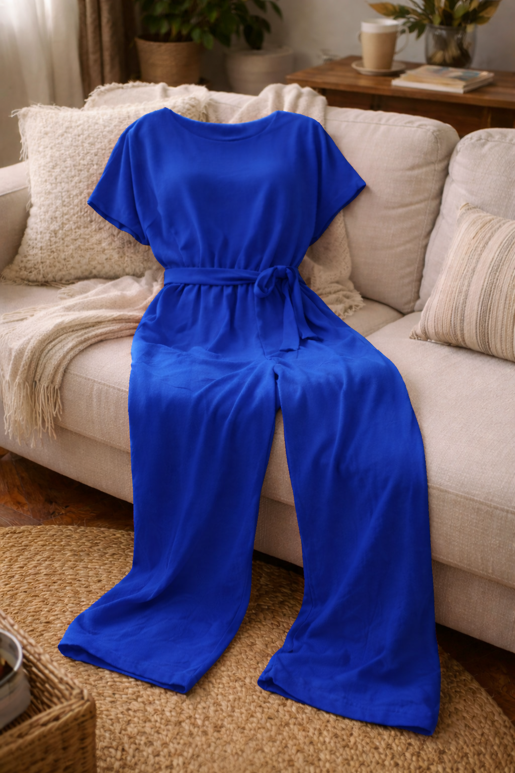 Combinaison Femme | Coupe Ample, Taille Nouée | Pantalon Large Élégant